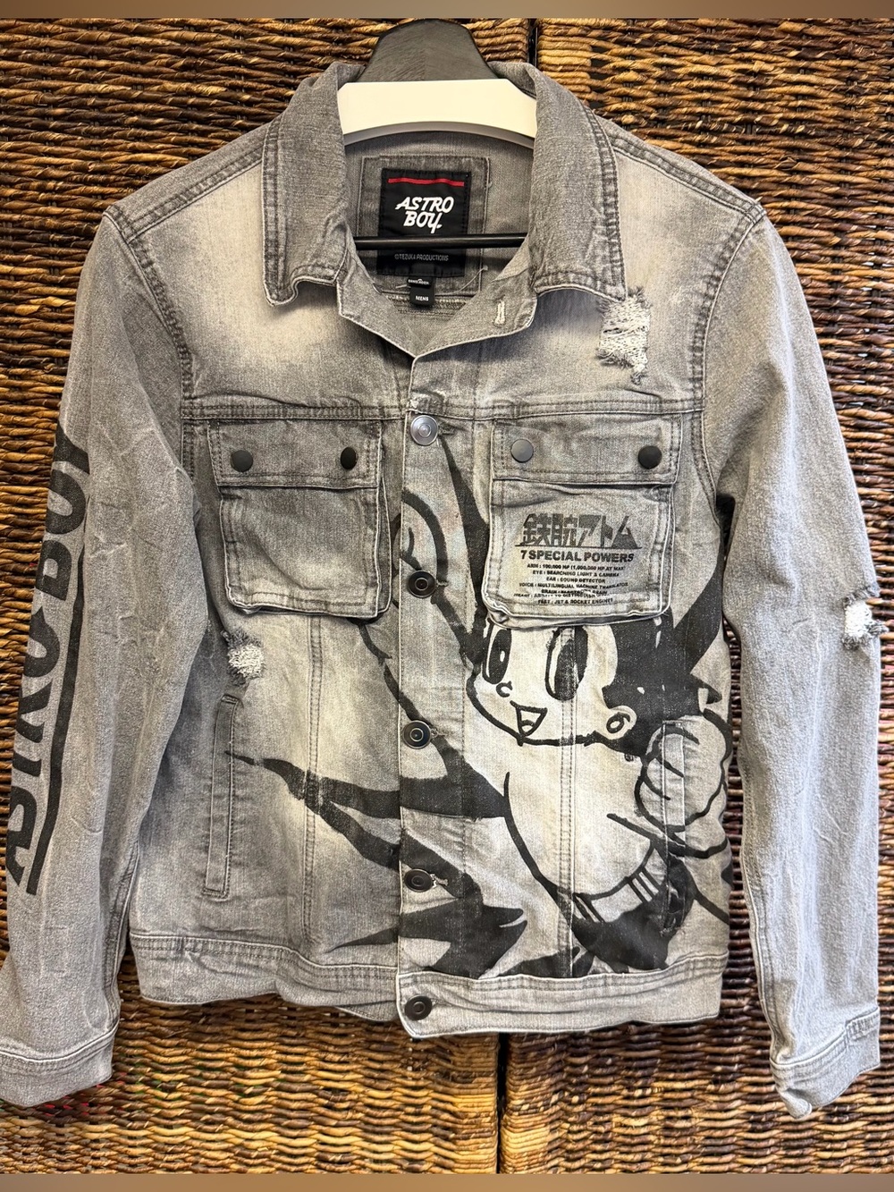 Astro‎ Boy- Gray Denim Jacket with White Accents- Small